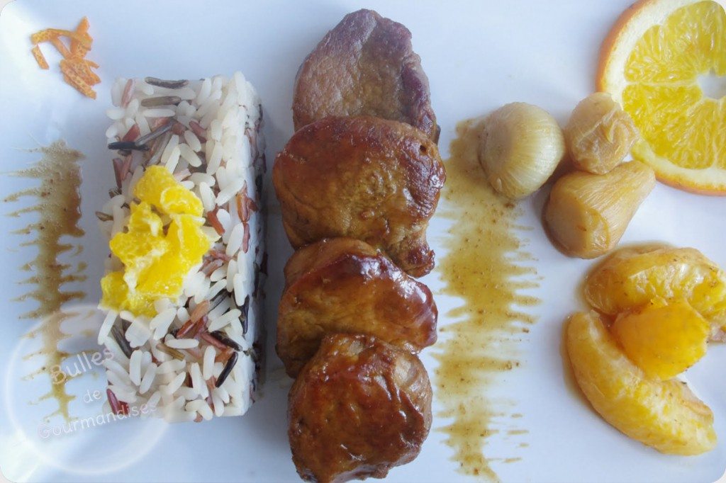 Filet mignon de porc à l'orange, au miel et petits oignons | Bulles de